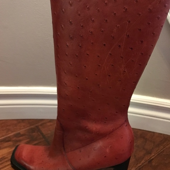 Mia Deacon Red Leather Mid Calf Boots US 8.5 M Women - Picture 3 of 11